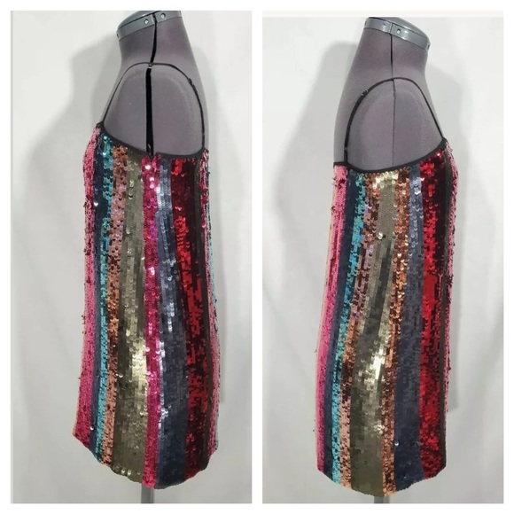 Tanya Taylor Erykah Sequin Stripe Rainbow Dress Taylor Swift Showgirl - Picture 6 of 8